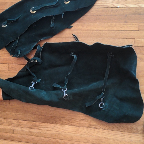 Real Chaps Heavy Suede Leather Show Chaps M/L Cosplay Cowgirl/Cowboy New Years - Picture 2 of 5
